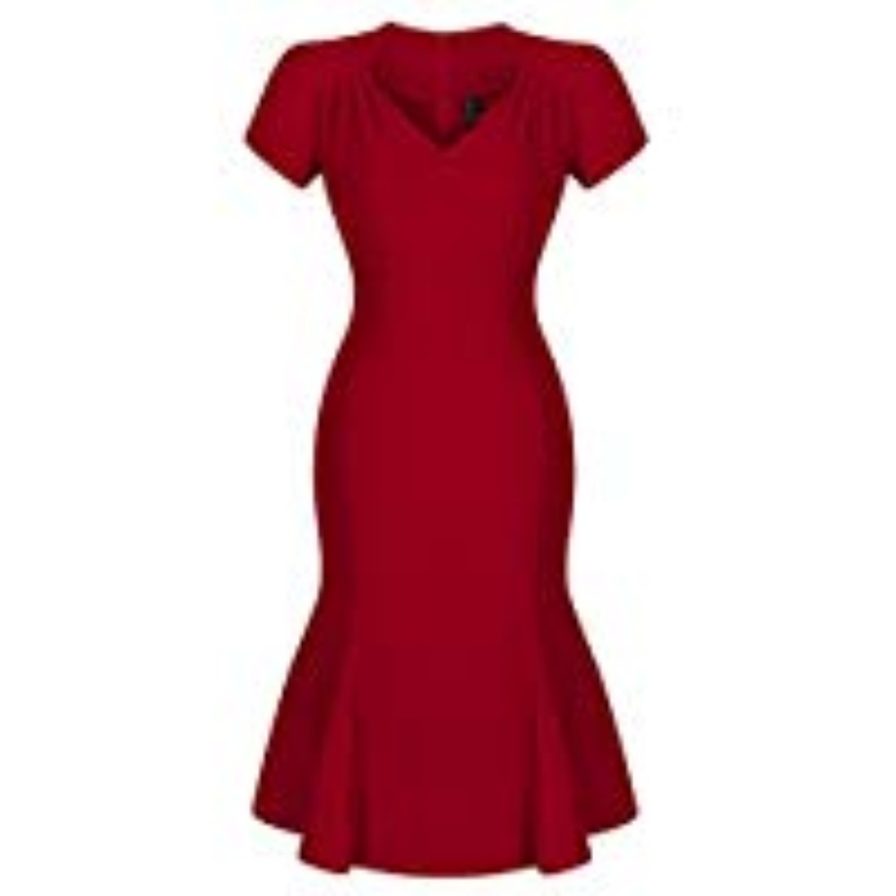 Miusol Women's V Neck Elegant Vintage Dress L